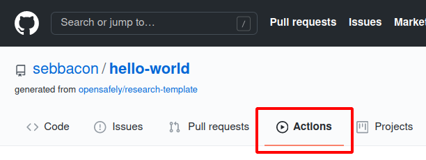 The GitHub Actions tab in a repository.